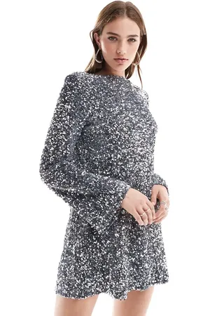 Pretty Lavish Cluster sequin mini dress in chrome