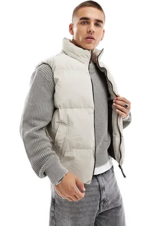 Bershka Puffer gilet in stone