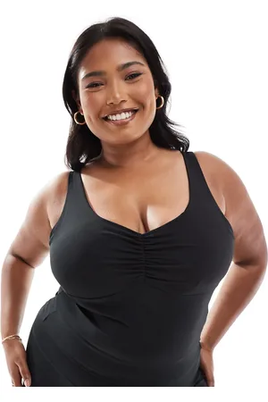 ASOS Curve ruched front vest with inner bra in