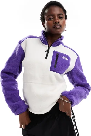 The North Face Yumiori quarter zip colourblock fleece in off