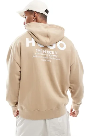 Hugo Blue Nazardo pullover hoodie in beige