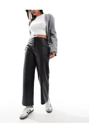 ASOS Faux leather cropped trousers in