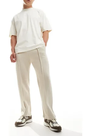 Bershka Wide leg pintuck jogger in beige