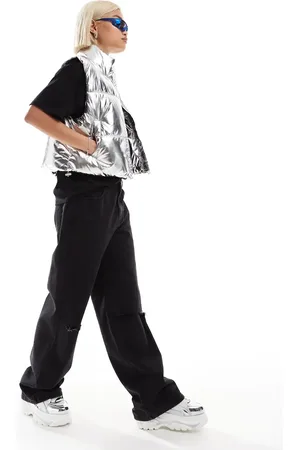 Monki High shine short padded gilet in