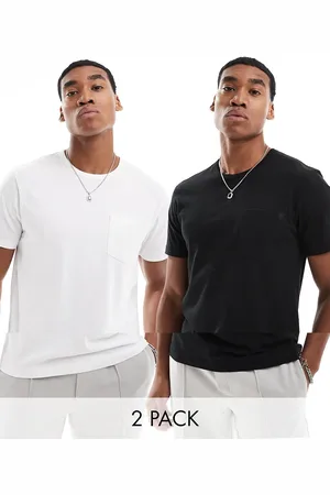 French Connection French Connection 2 pack classic pocket t-shirt in black and white