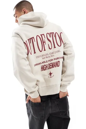 Bershka High demand printed hoodie in beige