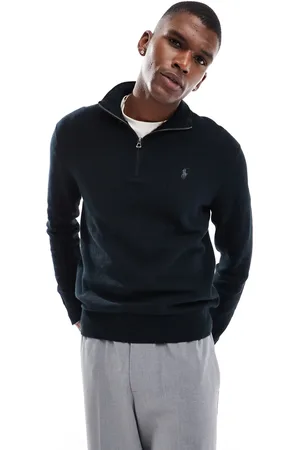 Ralph Lauren Tonal icon logo half zip cotton knit jumper in
