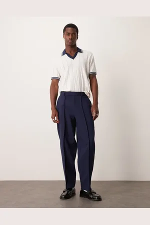 ASOS Smart oversized tapered trousers in rib texture