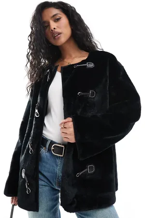 Y.A.S Faux fur jacket with buckle fastening in