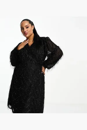 VILA Fluffy textured wrap mini dress in