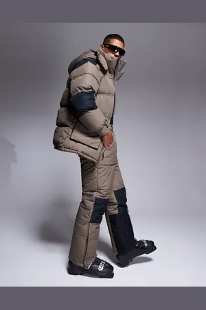 ASOS Ski water repellent ski pants with straight leg in clay colourblock