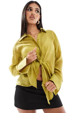 River Island Twist front button up shirt in bright
