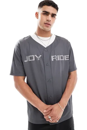 ASOS Oversized baseball shirt in sporty mesh with hot fix text