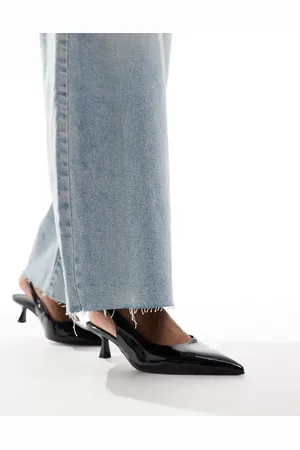 ASOS Stroll slingback mid heeled shoes in patent