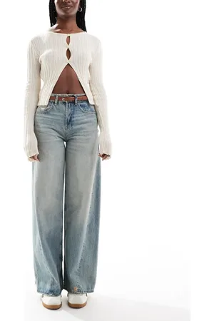 ONLY High waist wide leg jean in vintage tint