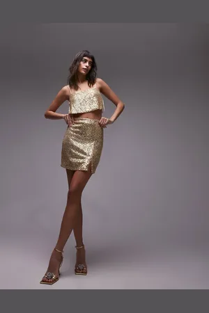 Topshop Co-ord sequin mini skirt in champagne