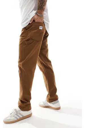 Lee Double Knee Carpenter relaxed straight herringbone cotton trousers in tan