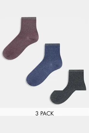 Pieces® 3 pack glitter socks in winter mix