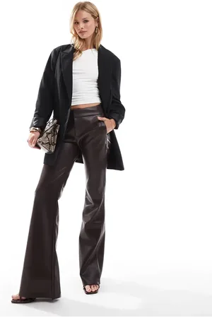 Bershka Faux leather flared trousers in