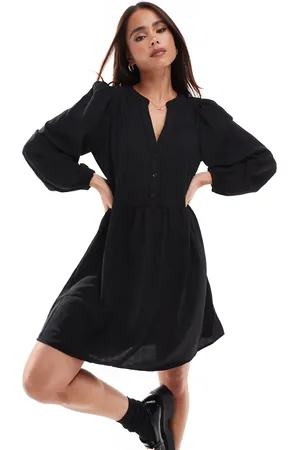 VERO MODA V-neck smock mini dress with puff sleeves in