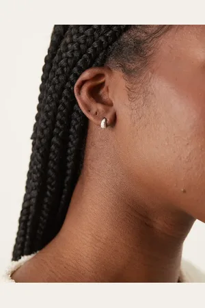 Orelia Textured tapered hoop earrings in sterling