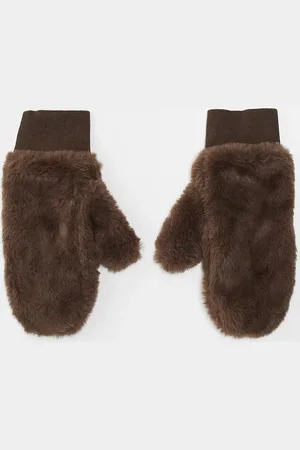 My Accessories Faux fur mittens in