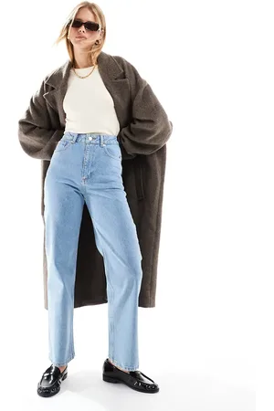 ASOS Mid rise relaxed straight grazer jean in mid