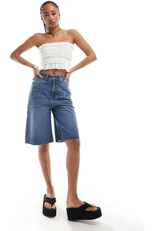 Daisy Street Relaxed denim jorts in mid