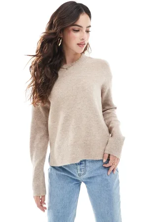 Pieces® Round neck jumper in stone