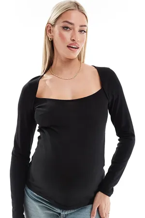 Mama;licious Mamalicious Maternity long sleeve sqaure neck t-shirt in