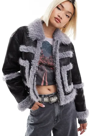 Glamorous Boxy purple sherling contrast coat