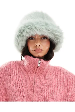 My Accessories Oversized fuzzy fur bucket hat in mint