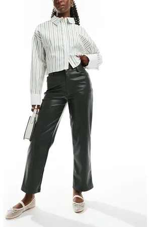 ASOS Faux leather straight leg trousers in