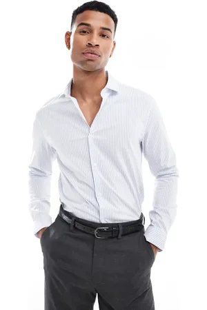 ASOS Slim shirt with cutaway collar in white and stripe
