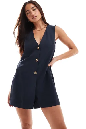 ASOS V neck button through playsuit in