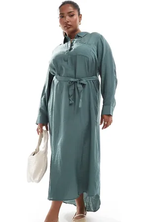 VERO MODA Midi shirt dress in khaki