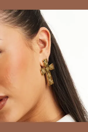 petit moments Swirl cross stud waterproof stainless steel earrings in