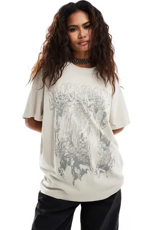 Weekday Emy oversized t-shirt with fairy graphic print in stone