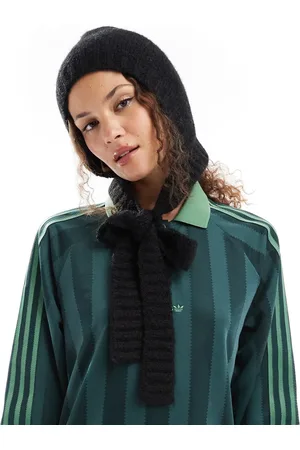 Monki Knitted bonnet tie up balaclava in