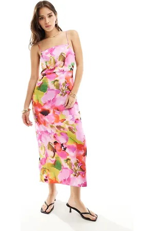 Y.A.S Satin midi dress in floral