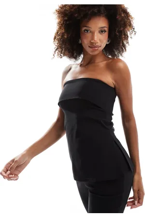 In The Style Bengaline foldover bandeau longline top co-ord in