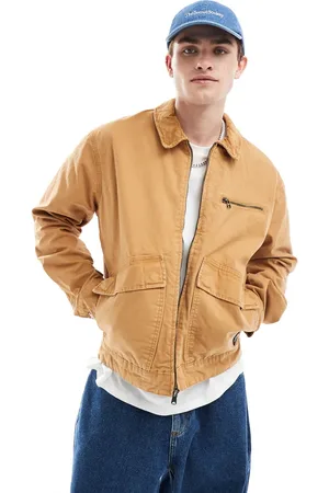 Timberland Washed canvas zip jacket in wheat