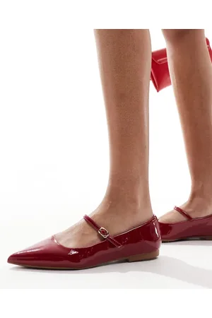 River Island Pointed ballet flat in burgundy