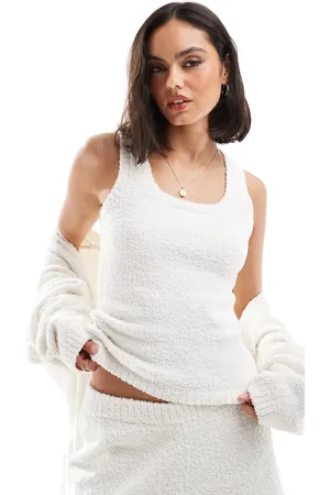 4th & Reckless Lunar chenille knit vest in cream