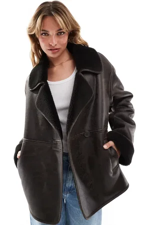 New Look Open collar bonded jacket in washed