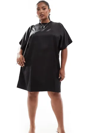 ASOS ASOS DESIGN Curve satin oversized mini tshirt dress in