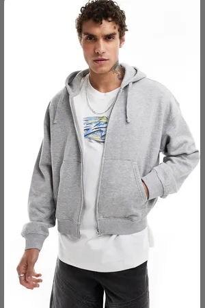 Weekday Boxy fit zip through hoodie in melange