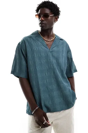 ASOS Oversized revere collar overhead shirt in seersucker
