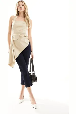 Lioness Halterneck asymmetric hem top in taupe