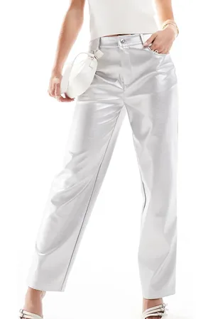 ASOS ASOS DESIGN Petite faux leather straight leg trousers in